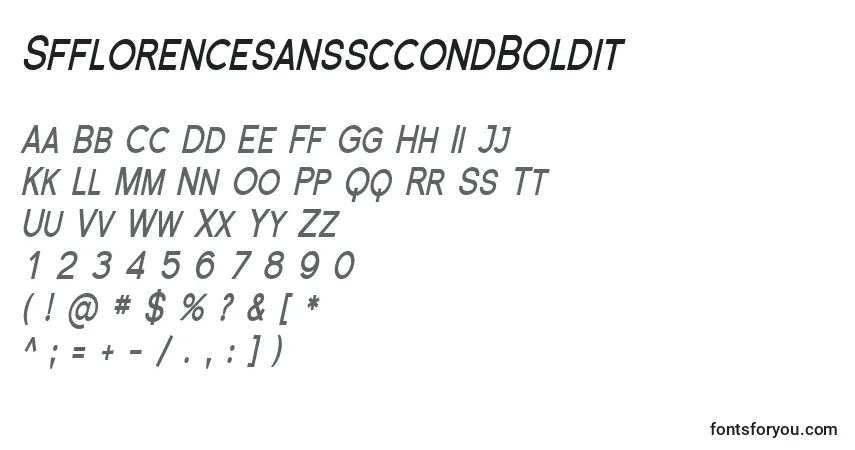 A fonte SfflorencesanssccondBoldit – alfabeto, números, caracteres especiais