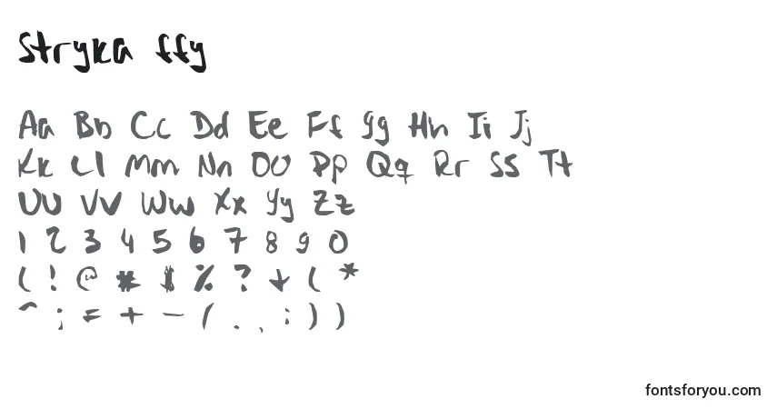 A fonte Stryka ffy – alfabeto, números, caracteres especiais