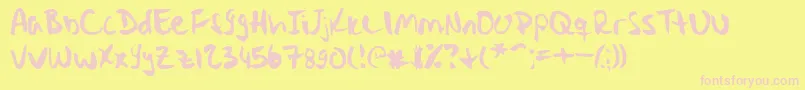 フォントStryka ffy – ピンクのフォント、黄色の背景