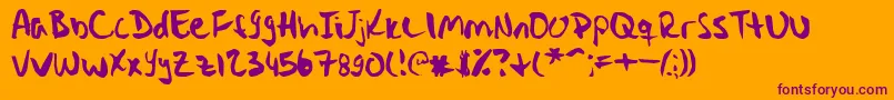 Stryka ffy-Schriftart – Violette Schriften auf orangefarbenem Hintergrund
