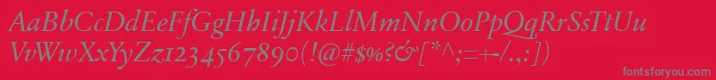SabonnextLtItalicOldStyleFigures Font – Gray Fonts on Red Background