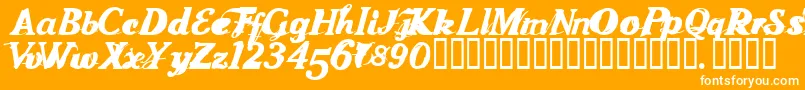 Fonte Foodshow – fontes brancas em um fundo laranja