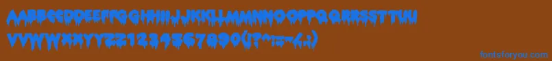 Weitere Informationen zur Rocky ffy-Schriftart Rocky ffy-Schriftart – Blaue Schriften auf braunem Hintergrund