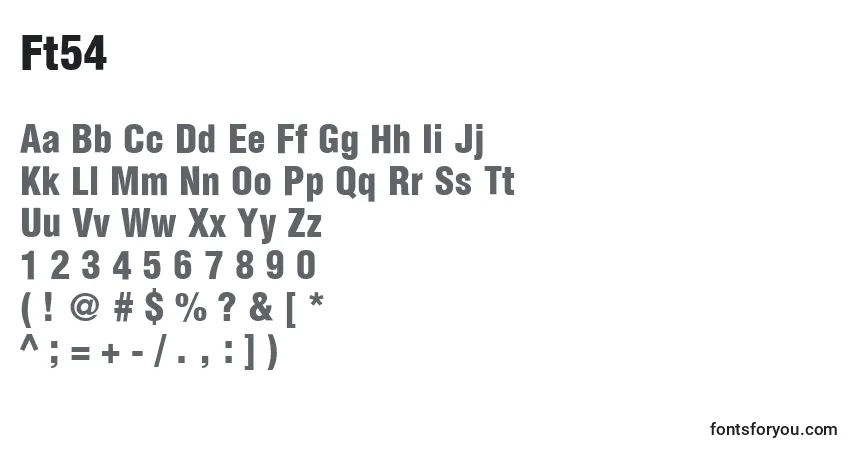 Czcionka Ft54 – alfabet, cyfry, specjalne znaki