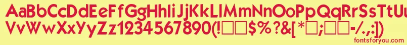 フォントKabeldemi – 赤い文字の黄色い背景