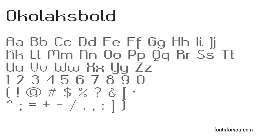 A fonte Okolaksbold – alfabeto, números, caracteres especiais