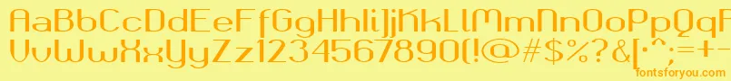 フォントOkolaksbold – オレンジの文字が黄色の背景にあります。