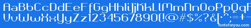Okolaksbold-fontti – valkoiset fontit sinisellä taustalla