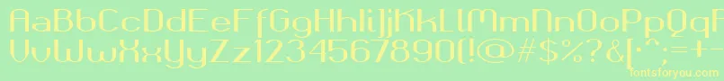 フォントOkolaksbold – 黄色の文字が緑の背景にあります