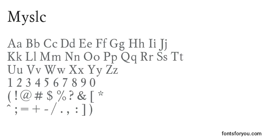 Schriftart Myslc – Alphabet, Zahlen, spezielle Symbole