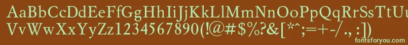 Myslc-fontti – vihreät fontit ruskealla taustalla