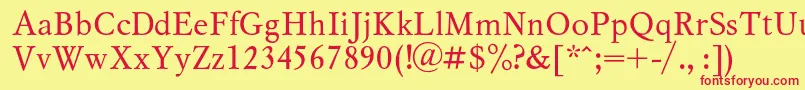 Myslc Font – Red Fonts on Yellow Background