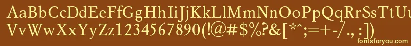 Myslc-fontti – keltaiset fontit ruskealla taustalla