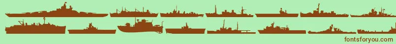 フォントUsNavyMirror – 緑の背景に茶色のフォント