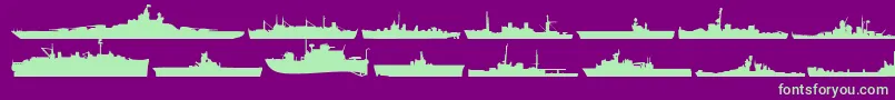 フォントUsNavyMirror – 紫の背景に緑のフォント