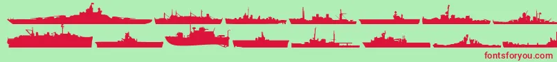 Czcionka UsNavyMirror – czerwone czcionki na zielonym tle