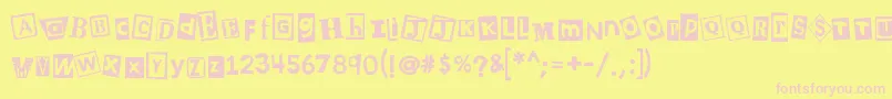 Kb3wehaveyourchocolate-fontti – vaaleanpunaiset fontit keltaisella taustalla