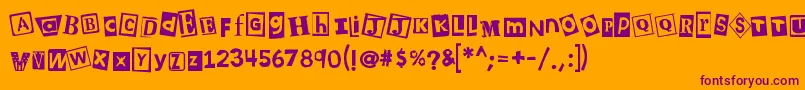 Kb3wehaveyourchocolate-fontti – violetit fontit oranssilla taustalla
