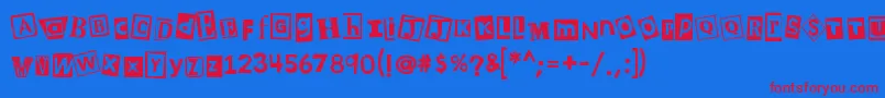 Шрифт Kb3wehaveyourchocolate – красные шрифты на синем фоне