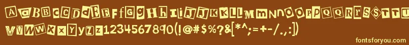 Kb3wehaveyourchocolate-fontti – keltaiset fontit ruskealla taustalla