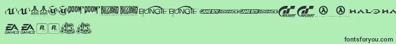 Fonte GameLogos – fontes pretas em um fundo verde