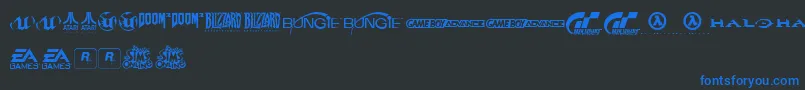 GameLogos Font – Blue Fonts on Black Background