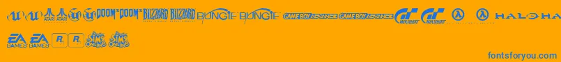 GameLogos Font – Blue Fonts on Orange Background