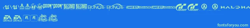 GameLogos Font – Green Fonts on Blue Background