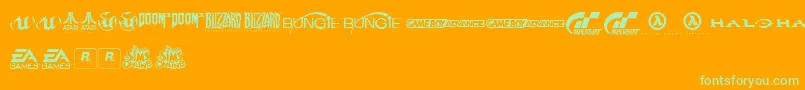 GameLogos Font – Green Fonts on Orange Background