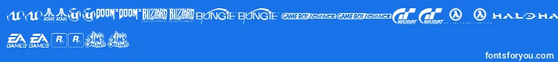 Fonte GameLogos – fontes brancas em um fundo azul