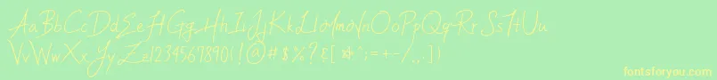 YleeMortalHeartImmortalMemoryV.1.11Otf Font – Yellow Fonts on Green Background