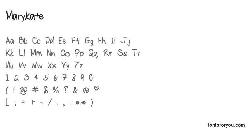 A fonte Marykate – alfabeto, números, caracteres especiais