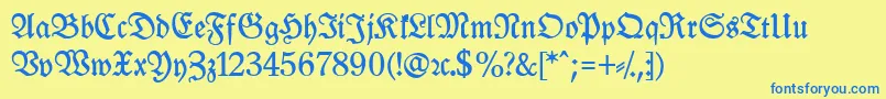 LeipzigFrakturBoldLf Font – Blue Fonts on Yellow Background