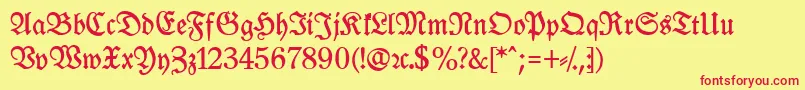 LeipzigFrakturBoldLf-Schriftart – Rote Schriften auf gelbem Hintergrund
