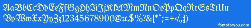 LeipzigFrakturBoldLf Font – Yellow Fonts on Blue Background