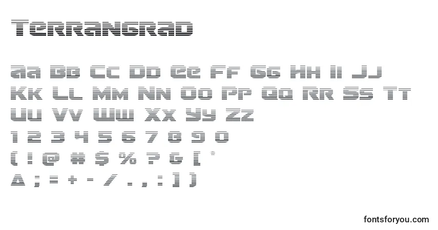 Schriftart Terrangrad – Alphabet, Zahlen, spezielle Symbole
