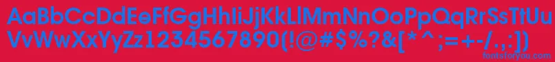 AvanteintBold-Schriftart – Blaue Schriften auf rotem Hintergrund