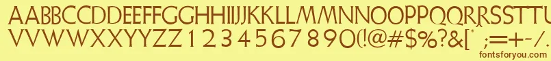 フォントWeiss – 茶色の文字が黄色の背景にあります。