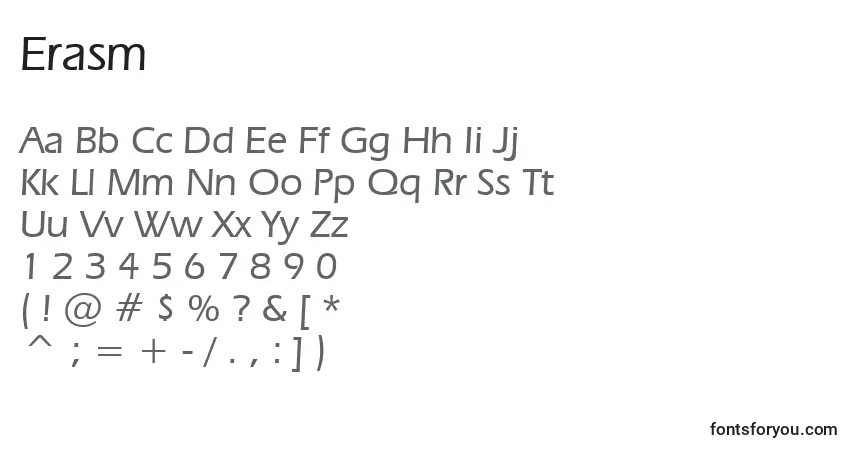 Czcionka Erasm – alfabet, cyfry, specjalne znaki