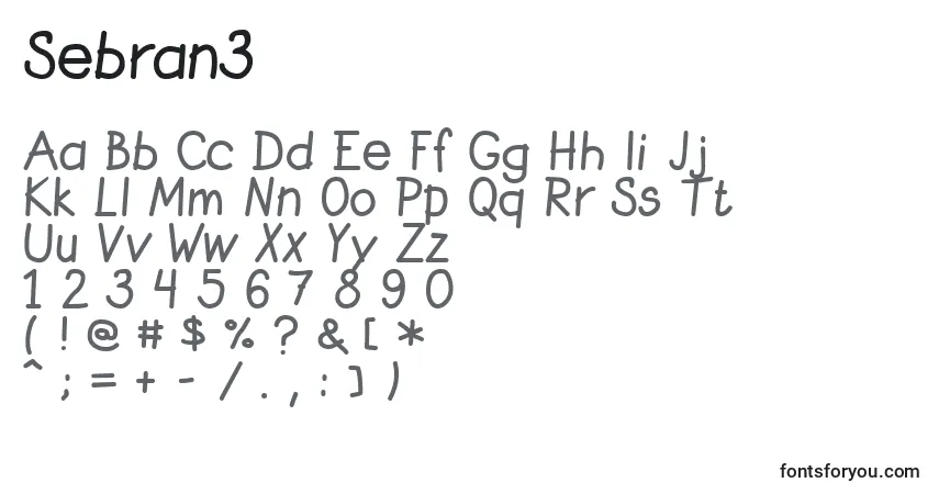 Schriftart Sebran3 – Alphabet, Zahlen, spezielle Symbole