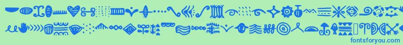 Doodlizing-Schriftart – Blaue Schriften auf grünem Hintergrund