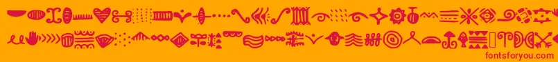 Doodlizing-Schriftart – Rote Schriften auf orangefarbenem Hintergrund