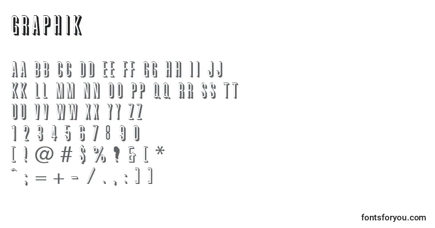 A fonte Graphik – alfabeto, números, caracteres especiais