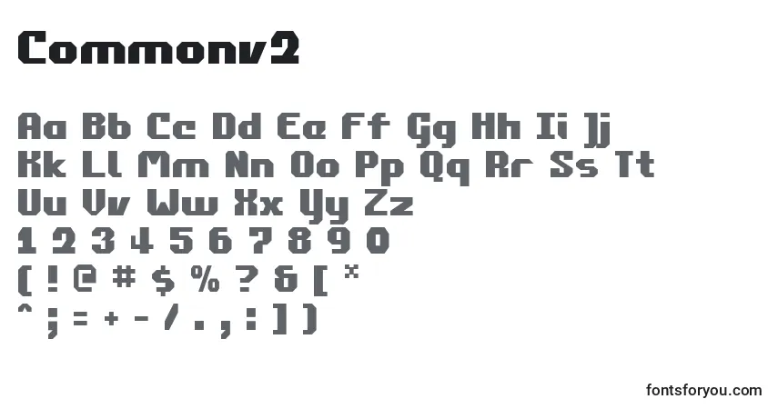 Commonv2-fontti – aakkoset, numerot, erikoismerkit