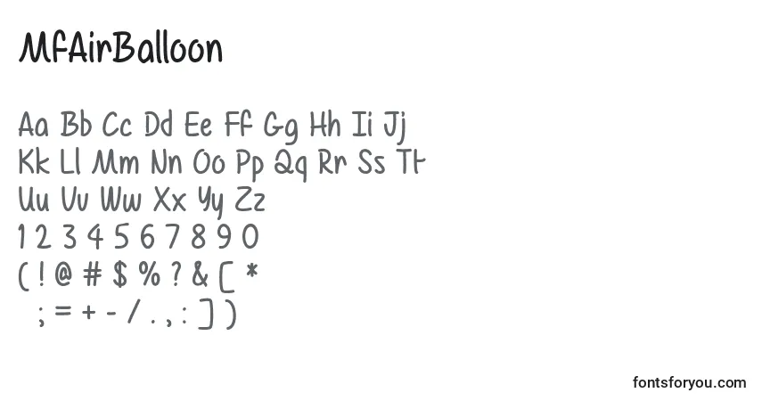 A fonte MfAirBalloon – alfabeto, números, caracteres especiais