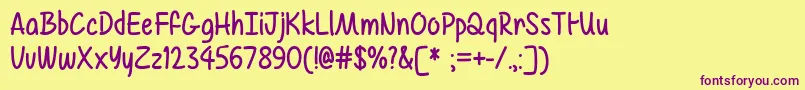 MfAirBalloon Font – Purple Fonts on Yellow Background
