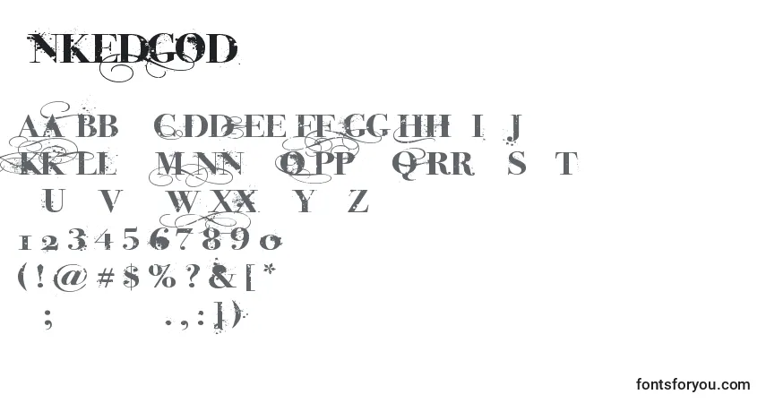 A fonte InkedGod – alfabeto, números, caracteres especiais