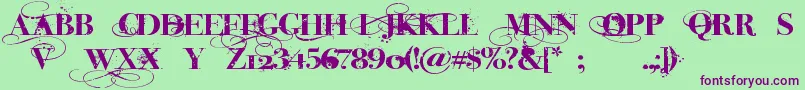 InkedGod-fontti – violetit fontit vihreällä taustalla