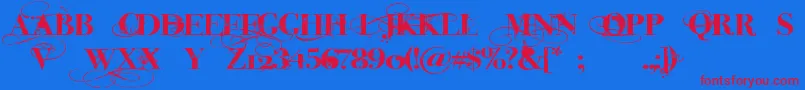 Czcionka InkedGod – czerwone czcionki na niebieskim tle