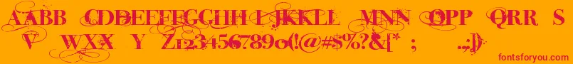 Fonte InkedGod – fontes vermelhas em um fundo laranja